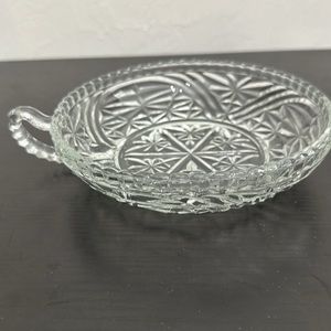 Anchor Hocking Thousand Line Stars & Bars Vintage 6” Clear Nappy Bowl Dish